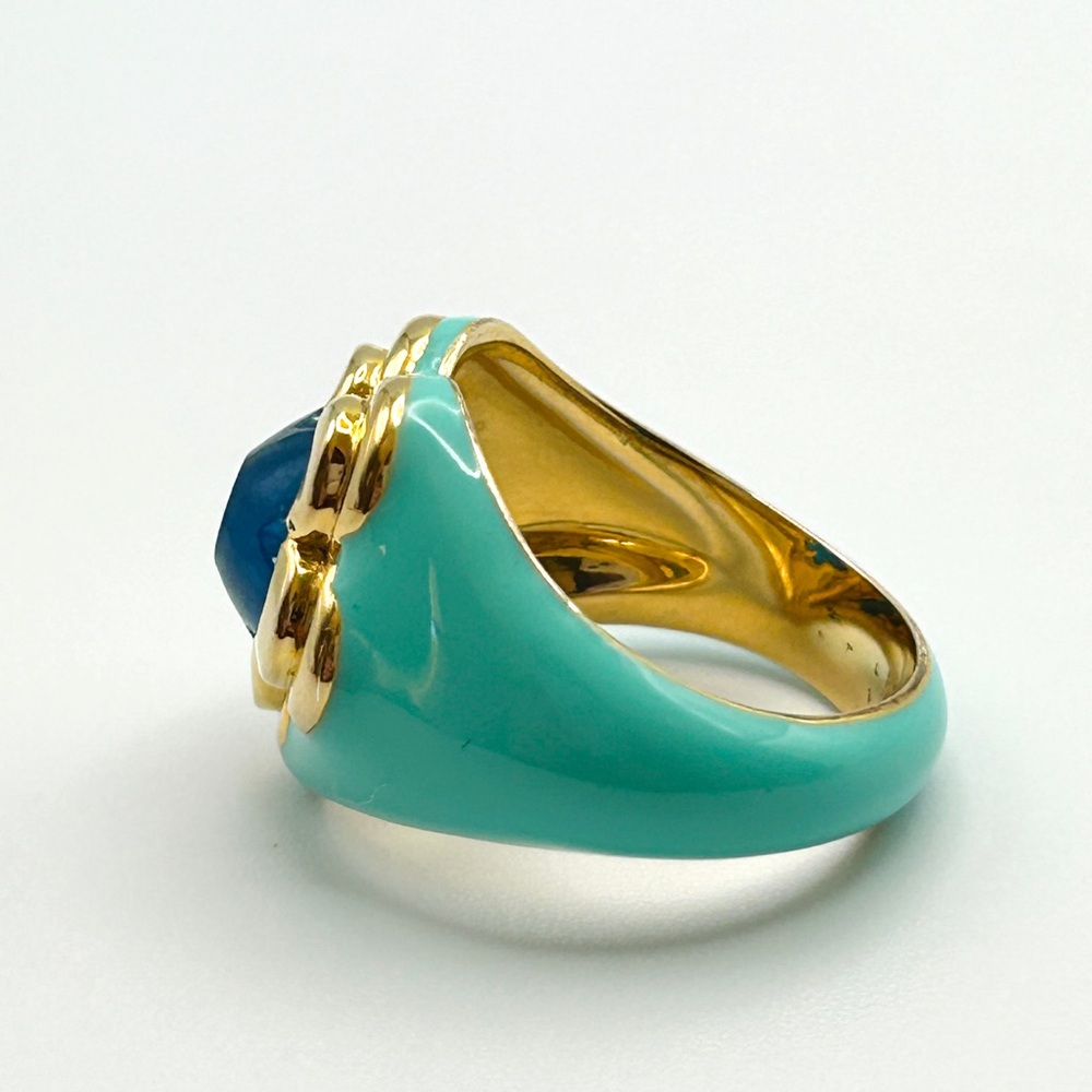Missoma Good Vibes Large Enamel Flower Gemstone Ring Size 7.5 - Picture 7 of 15
